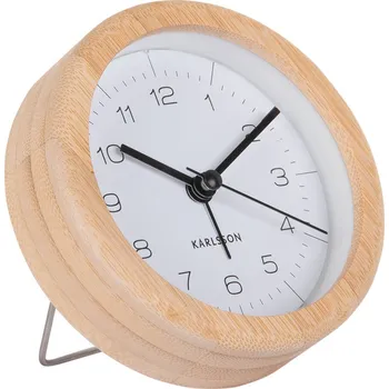 Budík Karlsson Budík s bambusovým pouzdrem NEAT, průměr 10 cm, bílý