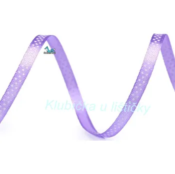 Stuha Saténová stuha s puntíky 6mm - fialová lila-2m
