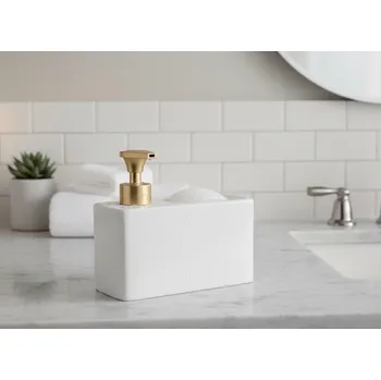 Dávkovač mýdla Dávkovač do kuchyně FIDEL bílá se zlatou 17x15 cm 812113