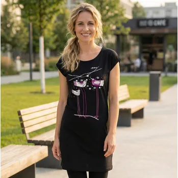 Dámské tričko Dámské prodloužené triko ALTISPORT CARRYOVER ALW043K388 ČERNÁ/RŮŽOVÁ S/M