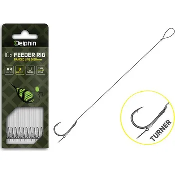 10ks - Feederový Návazec Delphin Braided Sting Turner 8cm/0,14mm/#8