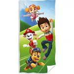 Dětská plážová osuška TLAPKOVÁ PATROLA VŽDY VE STŘEHU, modro-zelená, froté, 70x140cm