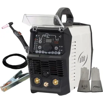 Svářečka ALFA IN PERUN 200 T HF PULSE + Hořák PARKER SGT 17 4m ST + Sada vybavení + Zemnící kabel + Plyn. hadice + Rukavice