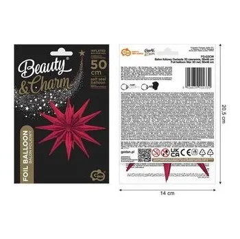 Balónek Balon foliowy Gwiazda 3D czerwona 50x46cm