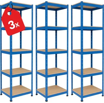 Dílenský regál Výprodej-regálu.cz Regál 1800x400x400 mm lakovaný 5-policový, nosnost 875 kg - modrý - 3ks
