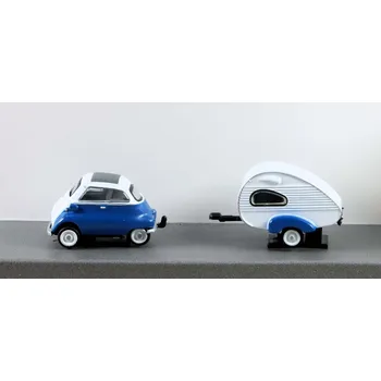 Dětské zboží BMW Isetta s přívěsem Caravan 1:87 - Schuco Isetta + Caravan - Sběratelský model