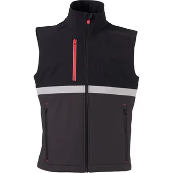Pánská vesta Payper WISE VEST – pánská softshellová vesta, WP 8000 mm, reflexní prvky, kapsa na tablet, 3vrstvý softshell 320 g/mq Barva: ANTRACITOVÁ/ČERNÁ, Velikost: 4XL