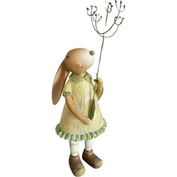 Velikonoční dekorace EXNER Velikonoční dekorace - Velikonoční králík s kytkou, 21 cm