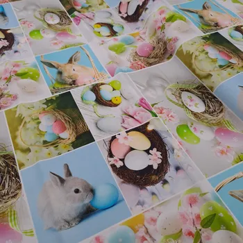 Pro útulný domov bavlněná látka velikonoční KRÁLÍČCI A VAJÍČKA