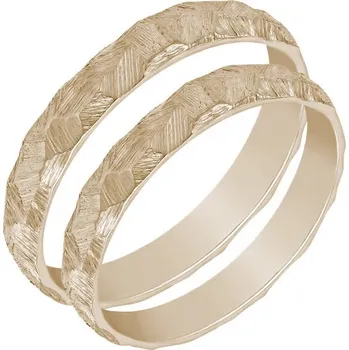 Prsten Tepané a škrábané snubní prsteny z oříškového zlata Vedette