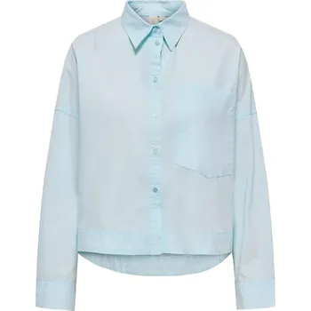 Dámská halenka KRÁTKÁ DÁMSKÁ KOŠILE S DLOUHÝM RUKÁVEM PASTELOVĚ MODRÁ Only