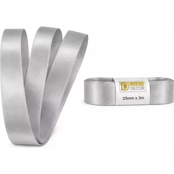 Stuha Stuha saténová šedá - skládaná 25mm x 3m (6,30Kč/m) (Jednobarevná saténová stuha, skládaná, barva šedá, oboustranný satén)