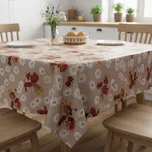 Ubrus PVC s textilním podkladem 605-1 vlčí máky a kopretiny na režné pytlovině, š.140cm (metráž)