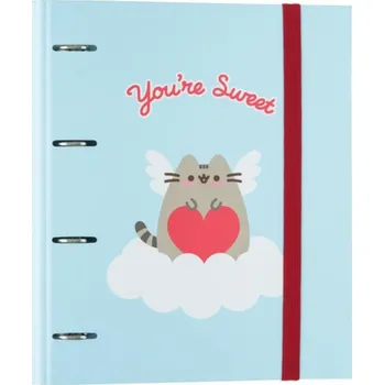 OEM Kroužkový pořadač se spojovací svorkou Pusheen: Zamilovaná kočka (28 x 32 x 7 cm)