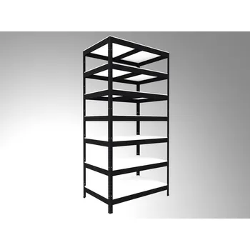 regál Regál do domácnosti Biedrax 35 x 60 x 210 cm, černý, 7 polic bílé lamino 12mm, nosnost 200 kg na polici