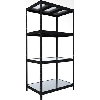regál Regál do domácnosti Biedrax 60 x 90 x 180 cm, černý, 4 police plech zinek, nosnost 150 kg na polici