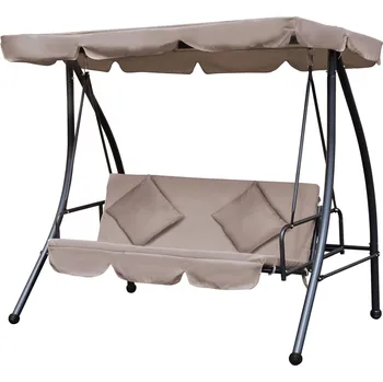 Křeslo Houpačka Outsunny Hollywood s polohovací funkcí, hnědá, 200 x 125 x 170 cm