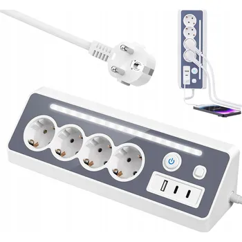 Napájecí kabel Prodlužovací Kabel Bedee 1,5 m 4 ks zásuvek, bílý