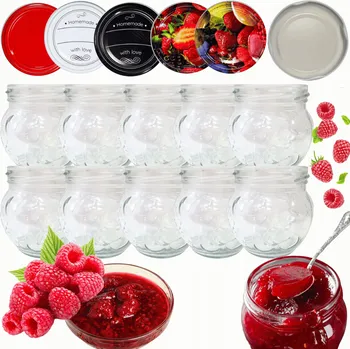 Sklenice Sklenice 215ml na džemy, džemy , koření, dezerty, 10 sad šroubovací víčka 66mm PZH