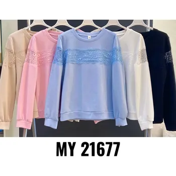 Dámská halenka Mikina s aplikací krajky MY STYLE 21677 barva: černá