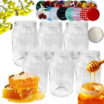 Sklenice Sklenice 900 ml 0,9 l med okurky malosolené saláty 6 kompletů šroubovací víčka 82 mm