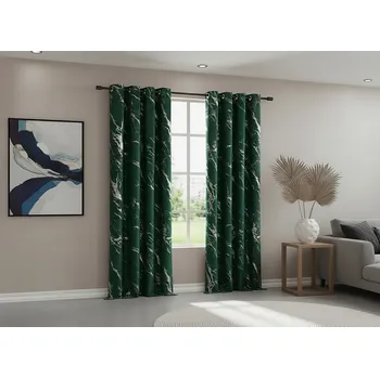 Závěs Dekorační vzorovaný závěs s kroužky MARMA 010 zelená/stříbrná 140x250 cm (cena za 1 kus) MyBestHome