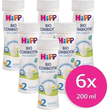 Dětská výživa HiPP 2 BIO Combiotik pokračovací tekutá kojenecká výživa 6× 200 ml