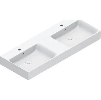 Umyvadlo Catalano PREMIUM dvojumyvadlo 120 cm, se 2 otvory pro baterie a s přepadem, Cataglaze+Silver Titanium