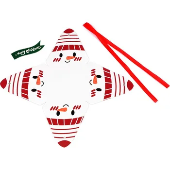 Vánoce Vánoční dárková krabička pyramida - sob, Mikuláš, sněhulák, skřítek Balení: 10 ks, Varianta: 1 bílá sněhulák - 8596475405102