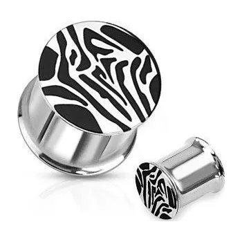 Piercing Plug chirurgická ocel zebra HWPSDF18 (8 mm)