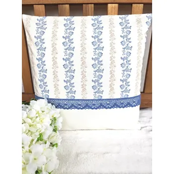 Povlak na polštářek Povlak na polštář 40 x 40 cm – Provence květinové pruhy v kombinaci s vanilkovou