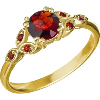 Prsten Český granát pozlacený stříbrný prsten 121098Z Velikost: 57
