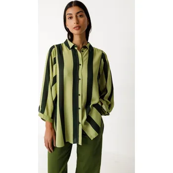 Dámská halenka Košile SKFK Katrin GG7 zelená pruhovaná Velikost: 36