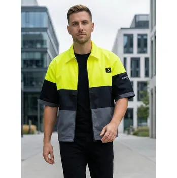 Pánská košile Pánská košile premium ALTISPORT VOJ/ALM051KOS01 NEON YELLOW/ŠEDÁ XXL