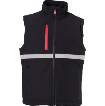 Pánská vesta Payper WISE VEST LITE PAD – pánská zateplená softshellová vesta, WP 8000 mm, reflexní prvky, 3vrstvý softshell 210 g/mq Barva: černá/černá, Velikost: S