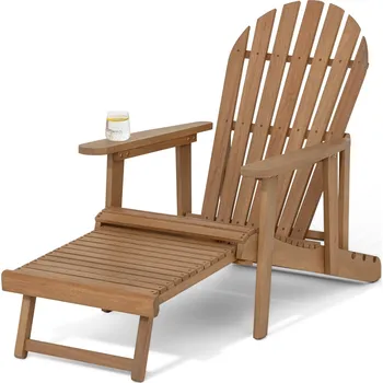 Zahradní nábytek 688216 - Tchibo - Zahradní křeslo Adirondack s výsuvnou podnožkou - barva: hnědá