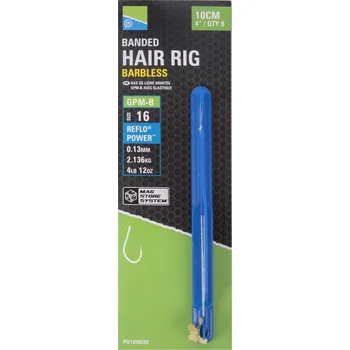 Rybářský háček 8ks - Hotový Návazec Preston GPM-B Banded Hair Rigs 10cm Velikost 12