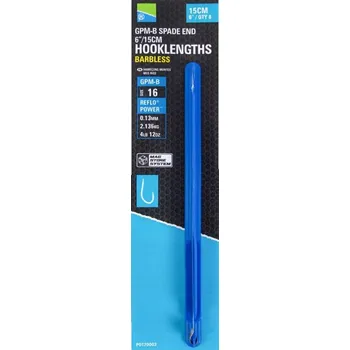 8ks - Návazec Preston GPM-B Spade End Hooklengths Barbless 15cm Velikost 16