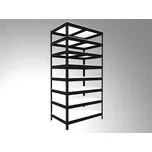 Regál do domácnosti Biedrax 60 x 90 x 270 cm, černý, 8 polic bílé lamino 12mm, nosnost 200 kg na polici