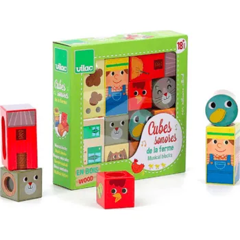 Dřevěná hračka Vilac - Dřevěné zvukové kostky Farma