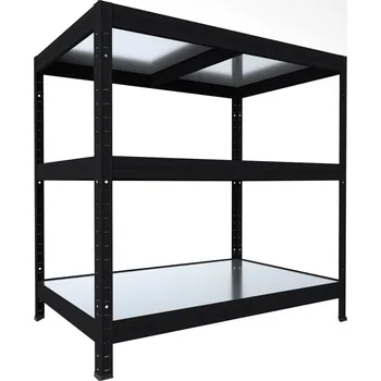 Dílenský regál Bezšroubový regál Biedrax 50 x 75 x 90 cm, černý, 4 police plech zinek, nosnost 150 kg na polici