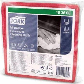 Utěrka Utěrka Tork čisticí z mikrovlákna pro opakovatelné použití, 30,5 x 30,5 x, červená - 6 ks
