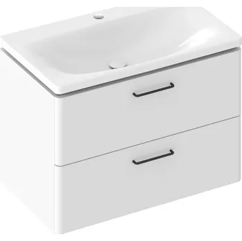 Koupelnový nábytek RAVAK Nábytkový set Ravak SD Balance II, skříňka 80 pod umyvadlo bílá, madla černá, umyvadlo Balance 80 nábytkové bílé X000001815;XJX01280000