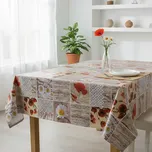 Ubrus PVC s textilním podkladem 511-1 vlčí máky a krajka na béžovém káru, š.140cm (metráž)