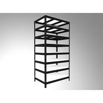 regál Regál do domácnosti Biedrax 35 x 120 x 210 cm, černý, 8 polic bílé lamino 12mm, nosnost 200 kg na polici