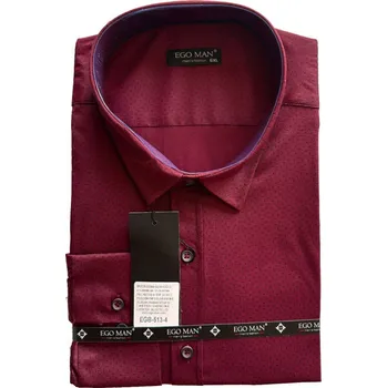 Pánská košile EGO MAN košile pánská EGB-513-4 regular fit nadměrná velikost 3XL bordó