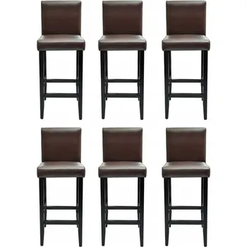 Barová židle Barové židle, 6 ks, tmavě hnědé, umělá kůže
