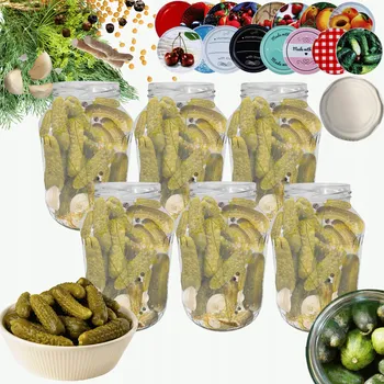 Sklenice Sklenice 1500ml 1,5l džusy nakládaná zelenina likéry s nízkým obsahem soli 6 sad šroubovací víčka 82mm