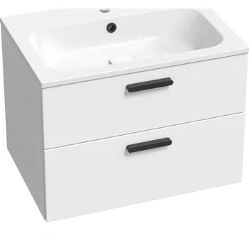 Koupelnový nábytek RAVAK Nábytkový set Ravak SD Chrome II, skříňka 70 pod umyvadlo bílá, madla černá, umyvadlo Chrome Slim 70 nábytkové bílé X000001745;XJG01170001