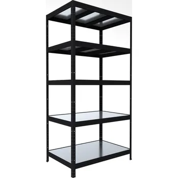 Dílenský regál Regál do technické místnosti Biedrax 35 x 120 x 180 cm, černý, 5 polic plech zinek, nosnost 150 kg na polici